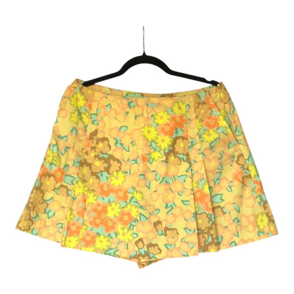 Tory Burch Blossom Poplin Skort Yellow Floral Pleated Women's Size 10 NWT - Picture 3 of 16